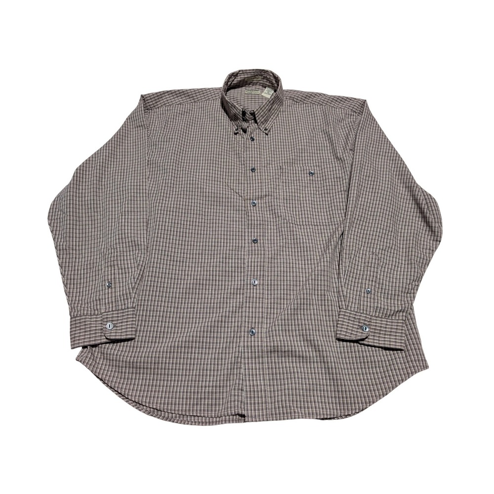 VTG Bugle Boy Button Down‎ Shirt Mens XL Brown Plaid Original Wrinkle Resistant